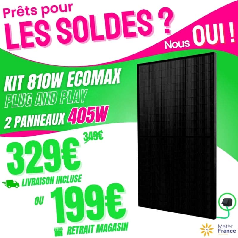 Kit solaire Plug and Play 810 W : 2 panneaux 405 W + Micro-onduleur StepUpTech 800 W (Retrait en magasin)