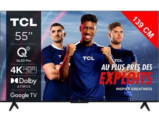 Téléviseur 55" TCL 55T7B 2024 - Expérience Cinéma à Domicile HD, Traitement Ultime de l'Image, Google TV, Dolby Vision & Atmos, HDMI 2.1