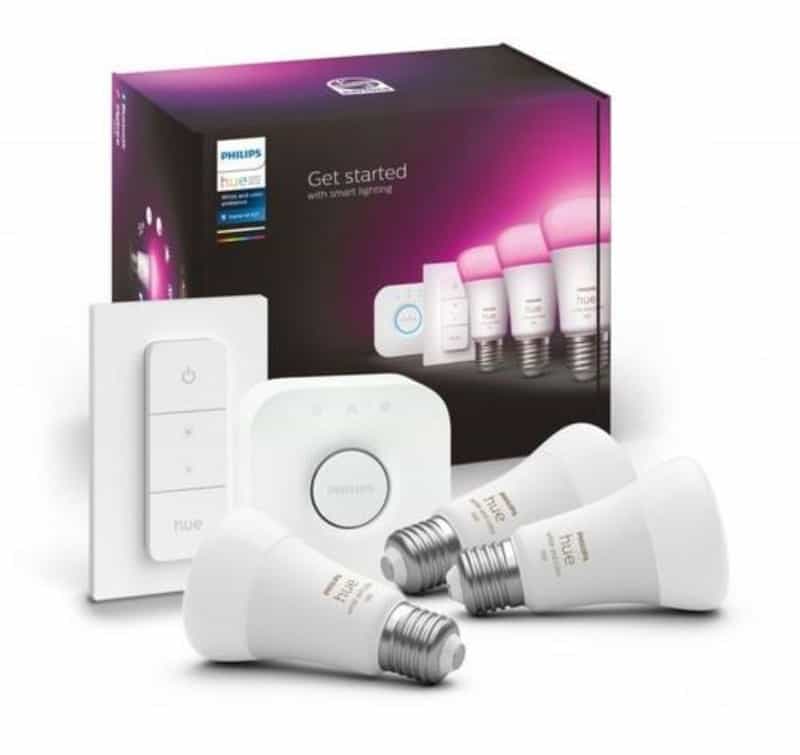 Ensemble Lumineux Philips Hue : 3 Ampoules E27 Blanc & Couleur Ambiance 1100 lm + Pont de Connexion + Commande Variateur (+6,8€ en Points Rakuten)