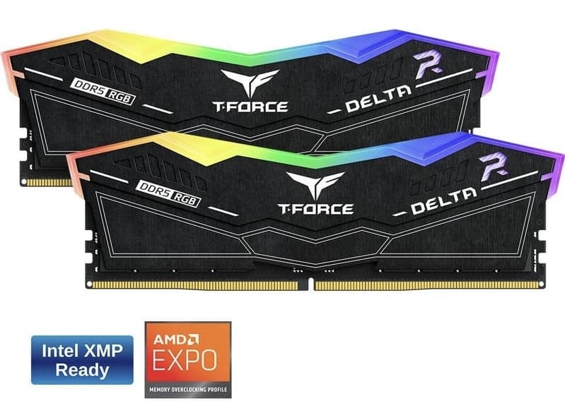 Pack Mémoire T-Force Delta 32Go RAM (2 x 16Go) DDR5 RGB 6000mhz pour Performances Ultimes