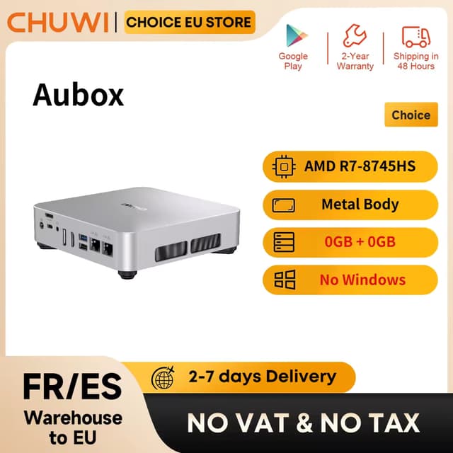 Code promo - Mini PC CHUWI Aubox (Barebone) – AMD Ryzen 7 8745HS, Port Oculink, Architecture DDR5, WiFi 6, Sans RAM / Sans Stockage