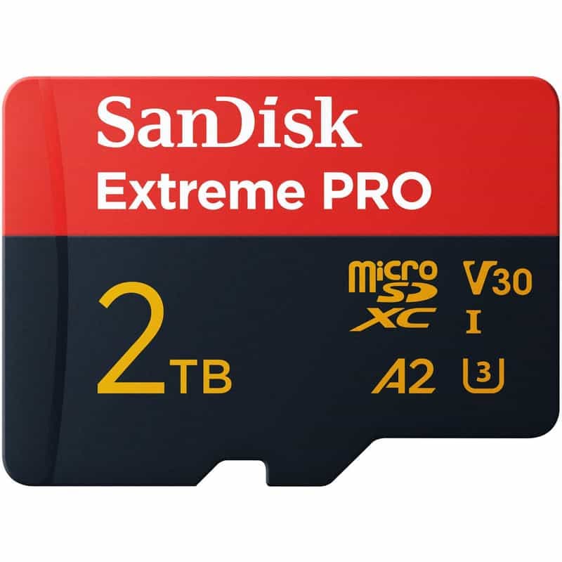 Carte Mémoire Micro SD SanDisk Extreme Pro 2 To + Adaptateur, Hautes Performances pour Vidéos 4K UHD et Photos Réalistes
