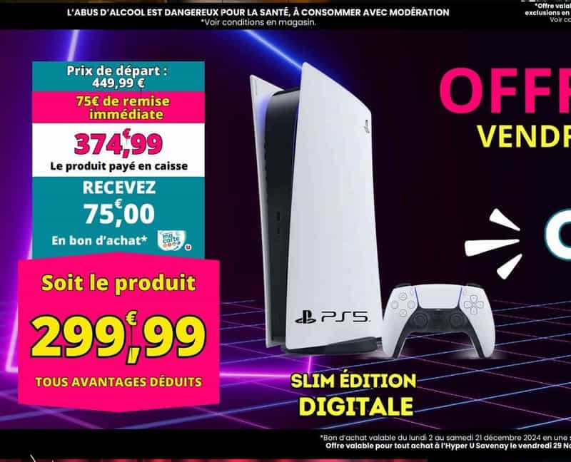Offre Spéciale Console PlayStation 5 Slim Digitale avec Bonus de 75€ - Hyper U Savenay (44) 🎮💰