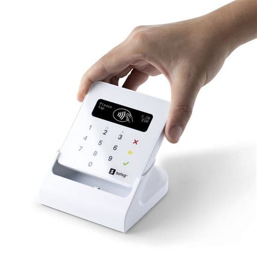 Ensemble complet pour paiements sans contact : Terminal de paiement Sumup Air Blanc + Station de recharge assortie