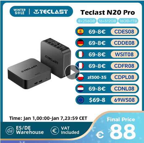 Ordinateur compact Teclast N20 Pro - 8 Go de RAM / 256 Go de stockage