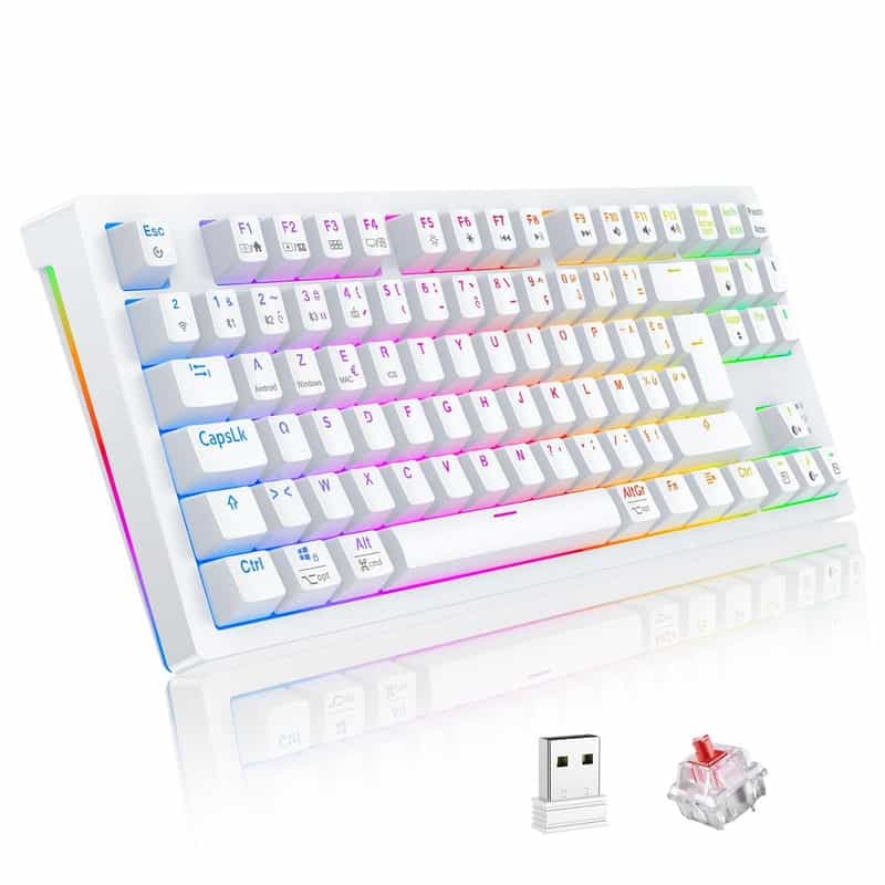 Clavier Gaming Mécanique Sans Fil Tecurs TKL AZERTY