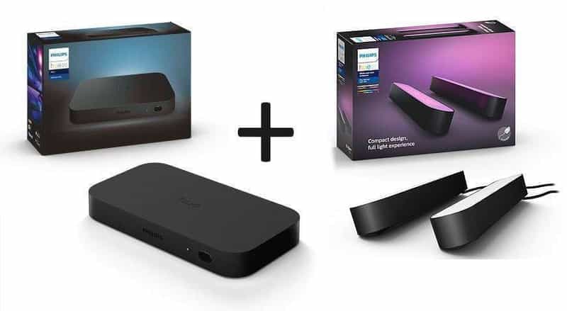 Ensemble de synchronisation Philips Hue Play HDMI Sync Box avec 2 barres lumineuses Philips Hue Play - Noir