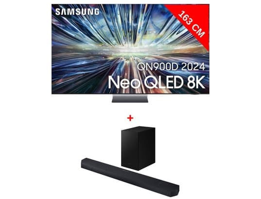 Ensemble TV Samsung 65" TQ65QN900D + Barre de son Samsung HW-S710D (2024) - Technologie de pointe pour une expérience ultime