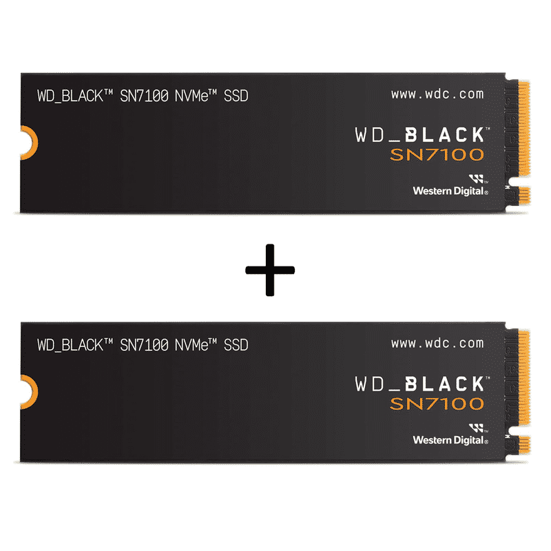 Lot de 2 SSD NVMe Gen4 WD_BLACK SN7100 - 2x 1 To, TLC 3D NAND, jusqu'à 7250-6900 Mo/s en lecture-écriture