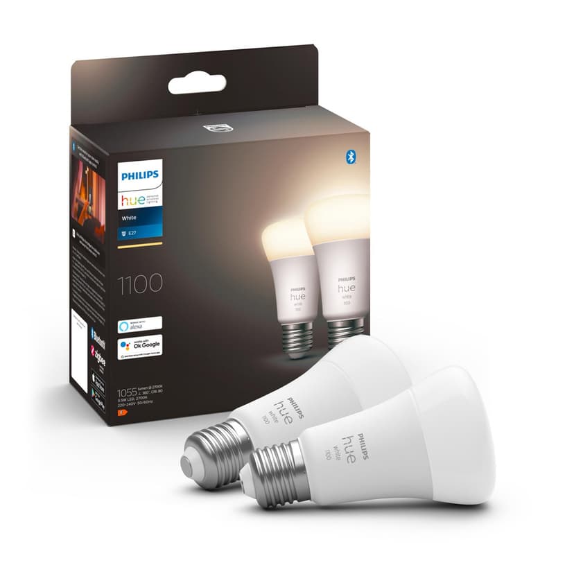 Lot de 2 Ampoules LED Connectées Philips Hue White - 1100 Lumen, Blanc