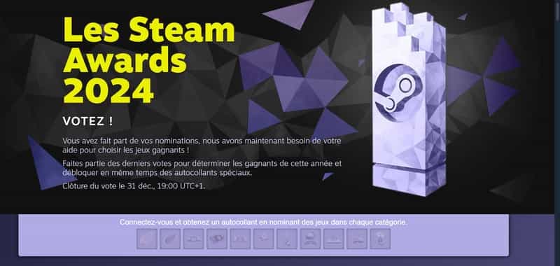 Remportez 11 stickers animés gratuits sur PC - Steam Awards 2024
