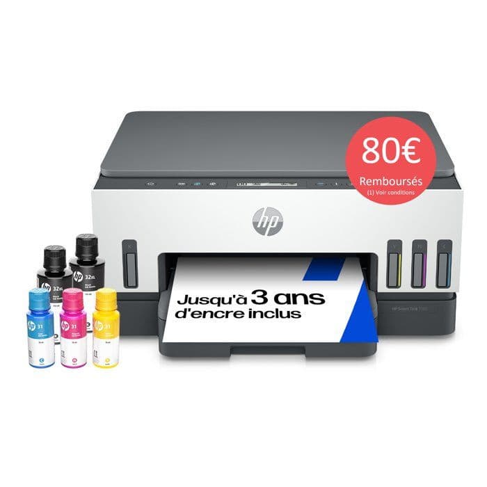 Imprimante tout-en-un HP Smart Tank 7005 couleur à réservoir d’encre (Via 80€ d'ODR - vendeur Darty)