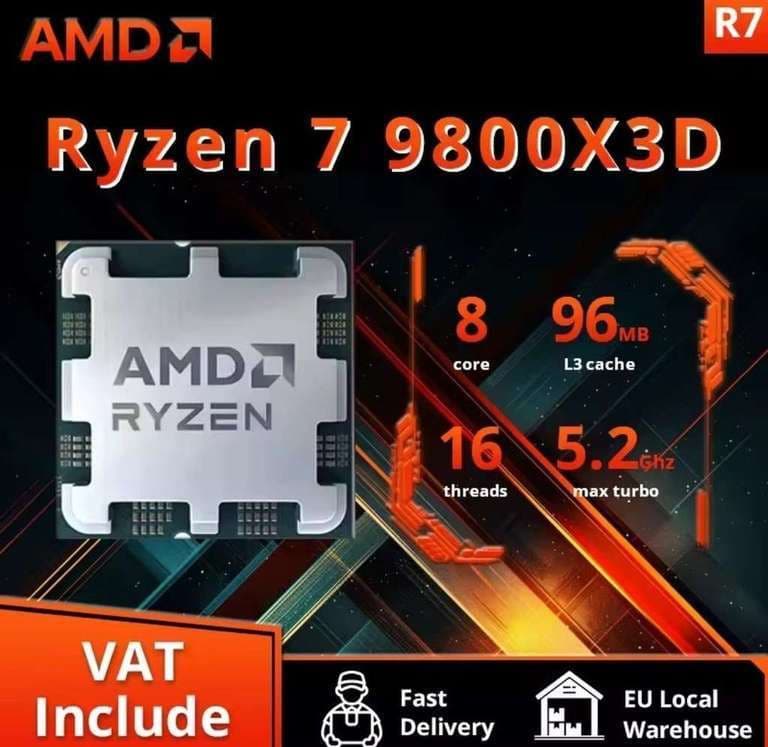 Code promo - Processeur AMD Ryzen 7 9800X3D à prix réduit via PayPal