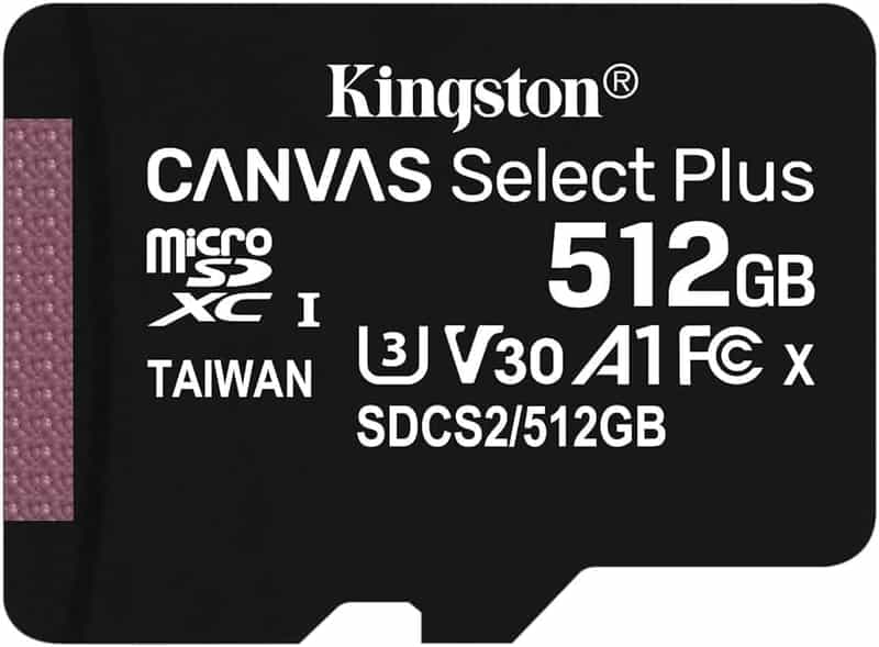 Kingston SDCS2/512GB Canvas Select Plus - Tarjeta microSD, Class 10 con adaptador SD