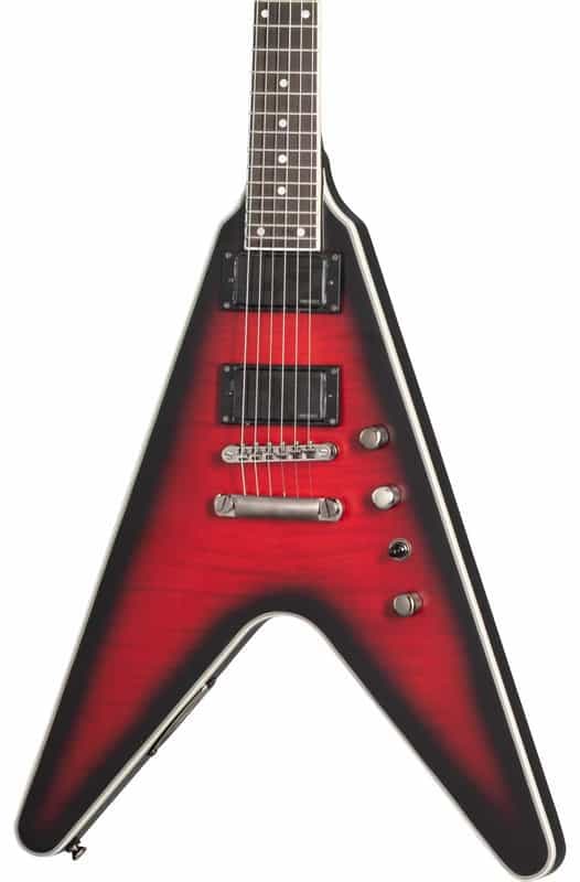 EPIPHONE DAVE MUSTAINE SIGNATURE FLYING V PROPHECY ELECTRIC GUITAR IN AGED DARK RED BURST