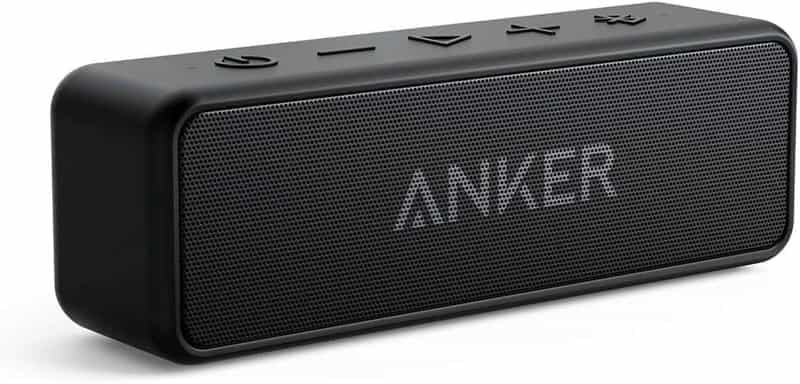 Anker Enceinte Bluetooth Portable, SoundCore 2 Haut Parleur sans fil avec basses puissantes, autonomie de 24 heures, porté de 20 m, étanche waterproof IPX7 et microphone intégré - Noir