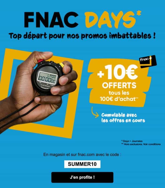 💰 +10€ OFFERTS tous les 100€ d'achat - FNAC 