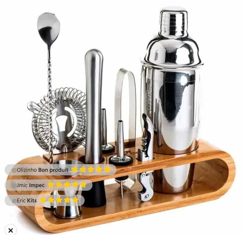 Kit 10PCS Cocktail Shaker Mélangeur Outil Barman En Acier Inoxydable 750ML