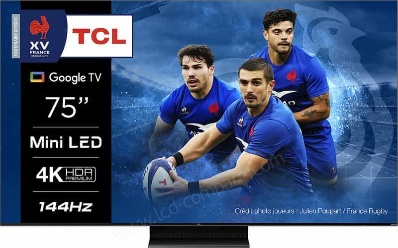 Téléviseur 75'' TCL 75C803 - Mini-LED, 4K, 144Hz, HDR Premium 1300, HDMI 2.1, Dolby Vision & Atmos, DTS, FreeSync