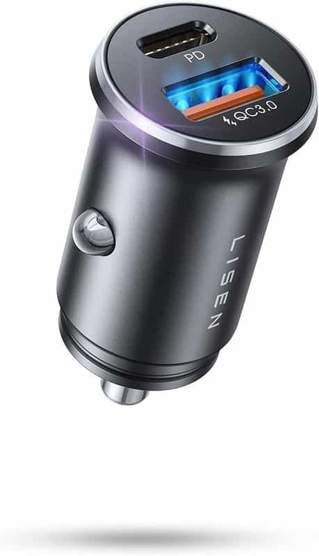 Chargeur de voiture double LISEN USB-C Power Delivery 36W et USB-A QC 18W