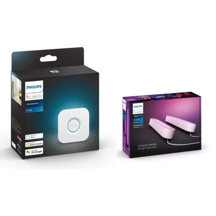 Ensemble Philips Hue : 2 lampes Hue Play + Pont de connexion Philips
