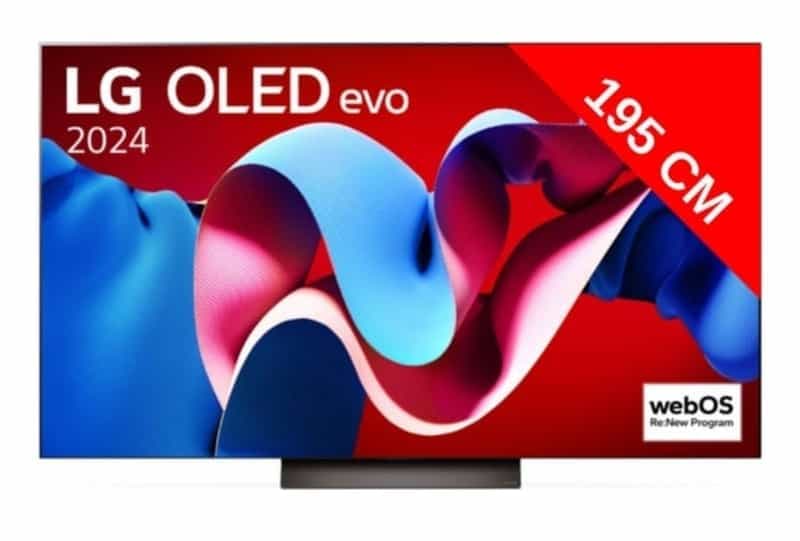 Téléviseur LG OLED77C4 77" - OLED Evolution, 2024, 4K UHD, 144Hz, HDR10 Pro, Dolby Vision IQ, FreeSync Premium / G-Sync, VRR & ALLM, Smart TV