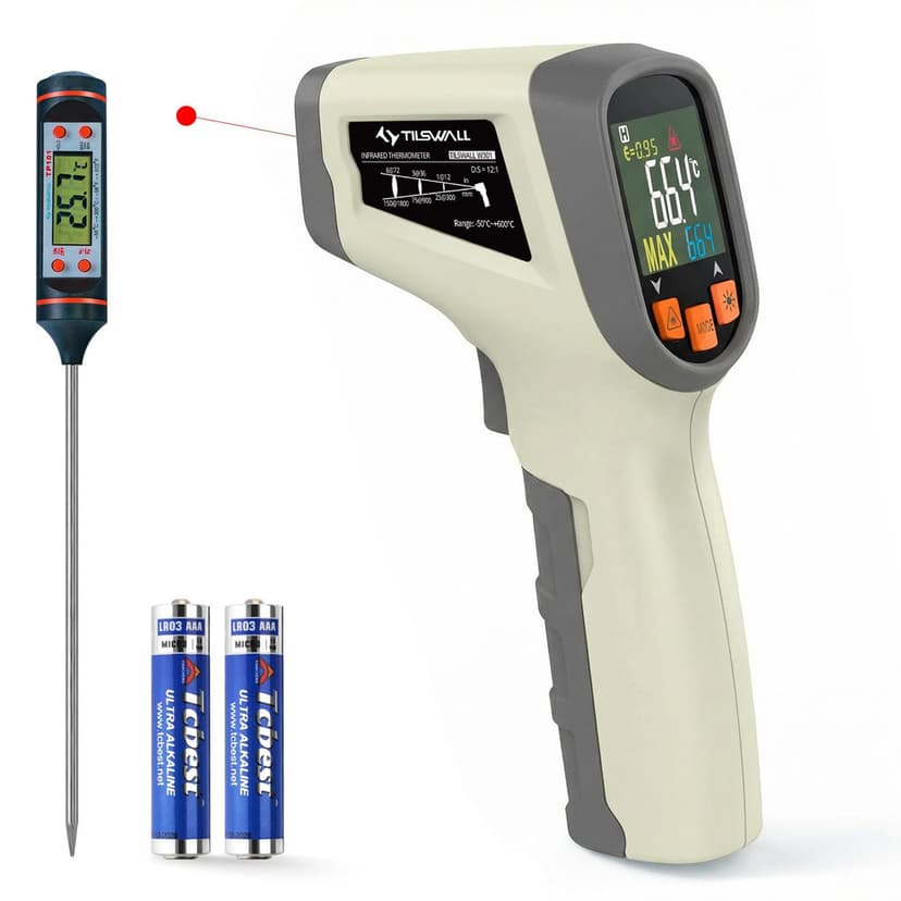 Thermomètre infrarouge Tilswall - De -50 °C à 600 °C, avec sonde à viande (via remise au panier, Vendeur Tiers)