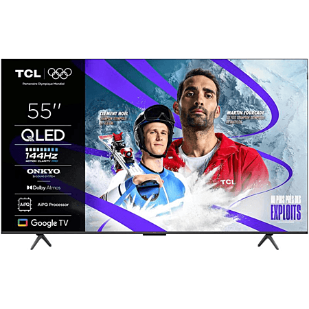 TV 55" TCL 55QLED810K 2025 - QLED 144 Hz, AI HDR, Freesync, 35W RMS Onkyo, Google TV