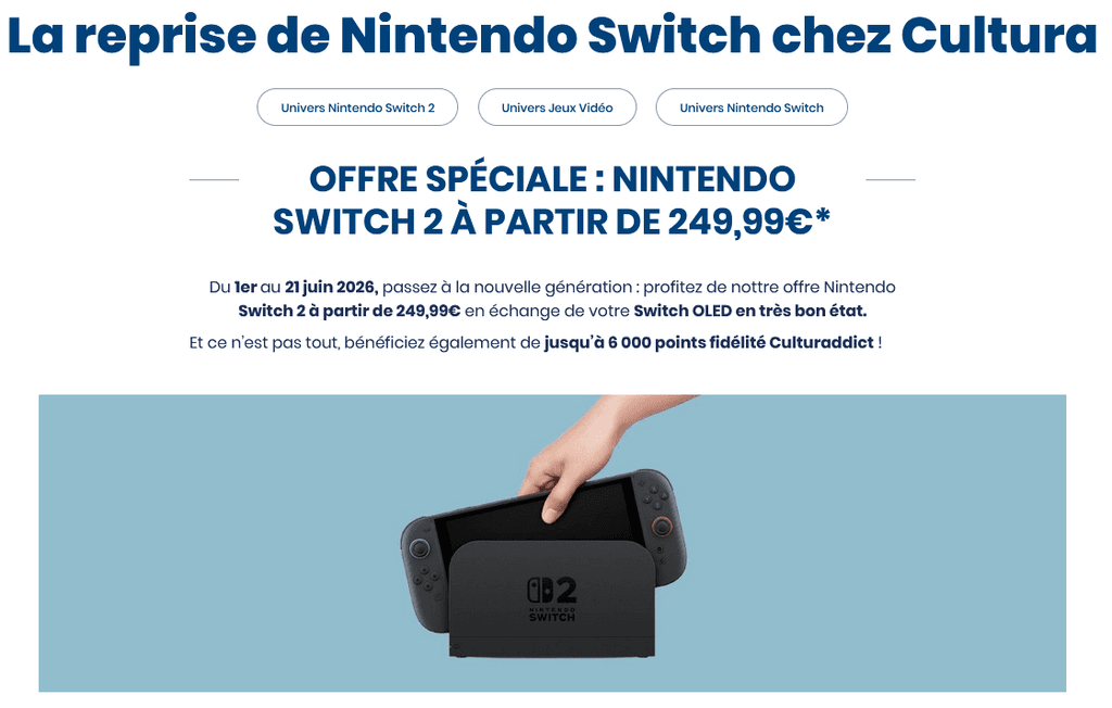 Console Nintendo Switch 2 (Via Reprise d'une Nintendo Switch OLED)