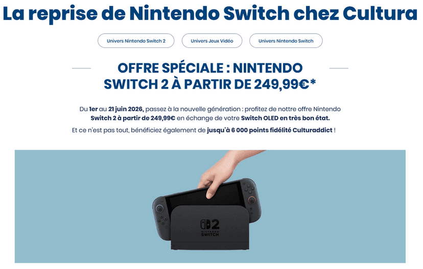 Console Nintendo Switch 2 (Via Reprise d'une Nintendo Switch OLED)