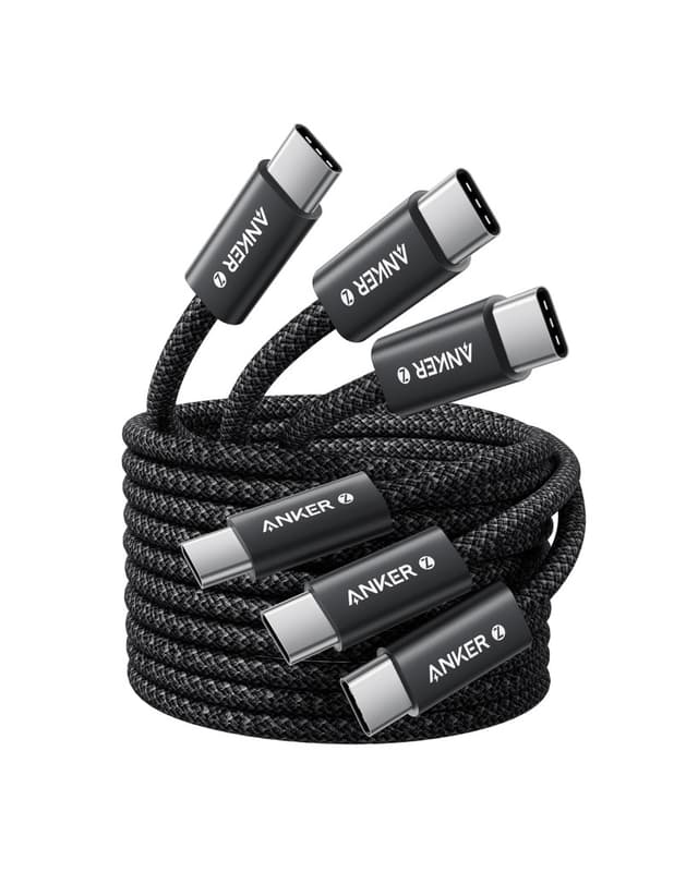 Lot de 3 câbles USB-C vers USB-C Anker 240W tressés 1,5m