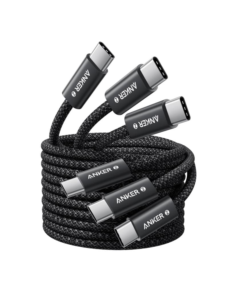 Lot de 3 câbles USB-C vers USB-C Anker 240W tressés 1,5m