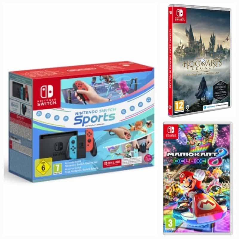Pack Console de jeux: Édition Sports 2024 + Légende de Poudlard + Mario Kart 8 avec bonus de 50€ en cagnottage