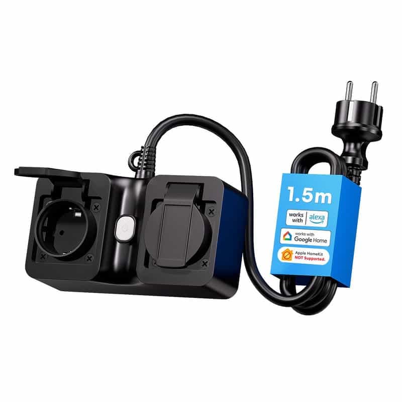 Multiprise connectée extérieure Meross : WiFi, 2 Prises, Étanche IP44, Compatible Alexa et Google Home
