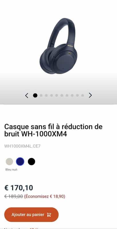 Offre spéciale : Casque Sony WH-1000XM4 sur Unidays Belgique 🎧