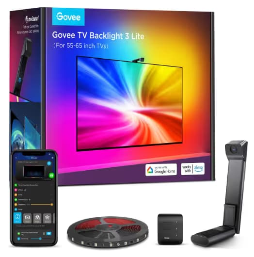 Ensemble d'éclairage LED TV avec caméra Goovee TV BackLight 3 Lite pour écrans de 55 à 65 pouces