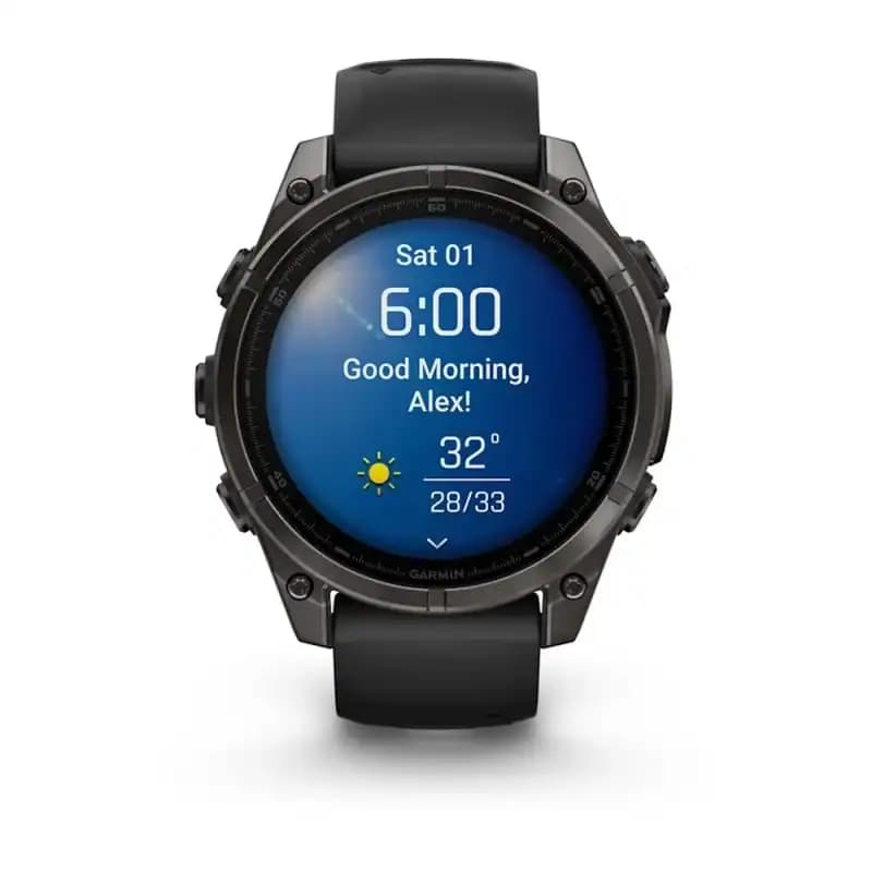 Montre intelligente Garmin Fenix 8 Titane 47mm - Écran Amoled Sapphire et Bracelet en silicone noir
