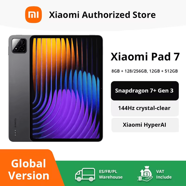 Code promo - Tablette 11,2" Xiaomi Pad 7 - Écran 3.2K 144 Hz, Snapdragon 7+ Gen 3, 8 + 256 Go
