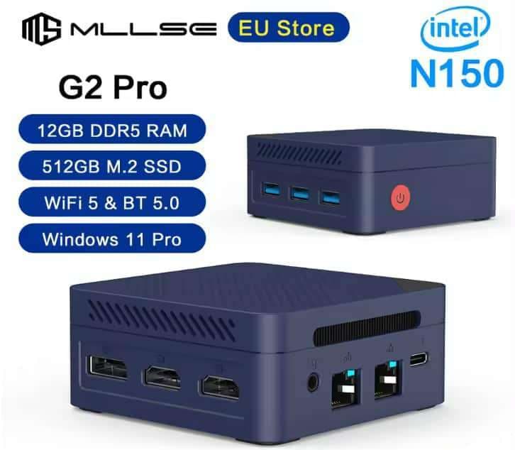 Code promo - Mini PC MLLSE G2 Pro - Intel N150, 12 Go RAM LPDDR5, 512 Go SSD, Windows 11 Pro, Double LAN Gigabit