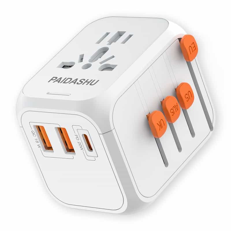 Adaptateur de Voyage Universel avec Charge Rapide PD20W et 4 Ports