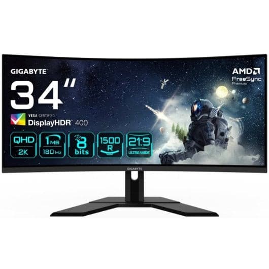 Écran Gaming Gigabyte G34WQCP 34" UltraWide QHD 180Hz HDR400 FreeSync Premium