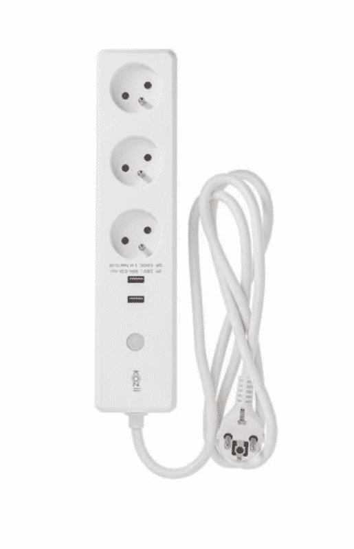 Prise intelligente connectée KOZII - 3 prises + 2 ports USB, contrôle vocal Google et Amazon