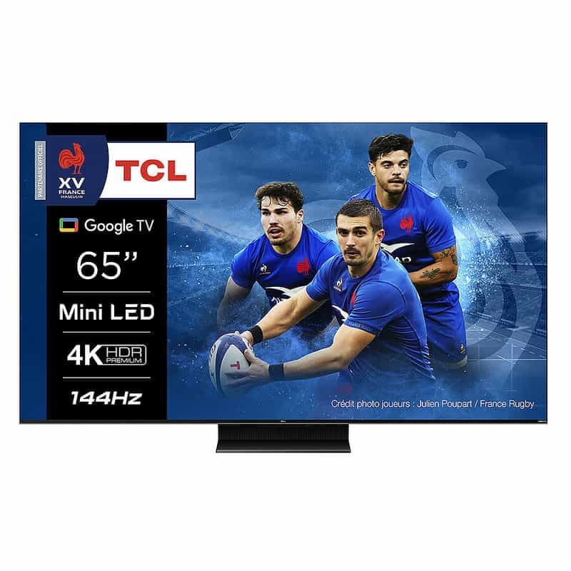 Téléviseur TCL 65C809 65" - 4K UHD, Mini LED, Qled, 144 Hz, HDR Premium 1300, Google TV, HDMI 2.1, Freesync