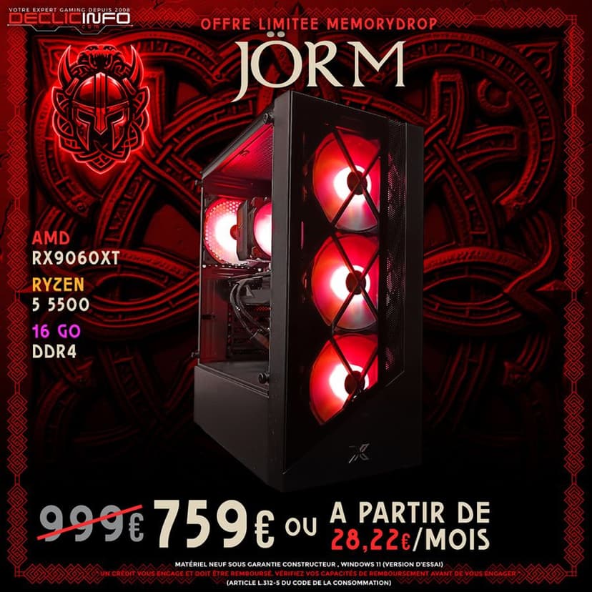 PC gamer performant : Ryzen 5 5500, RX 9060 XT, 16 Go RAM, SSD NVMe
