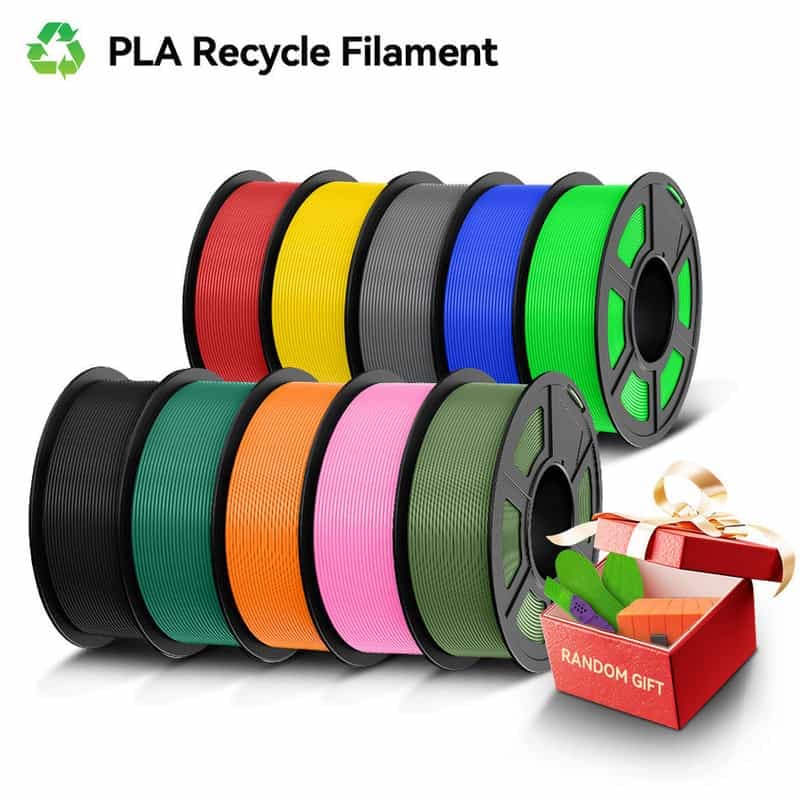 Lot de 10 Rouleaux de Filament PLA Recyclé pour Imprimante 3D - 10 x 1KG