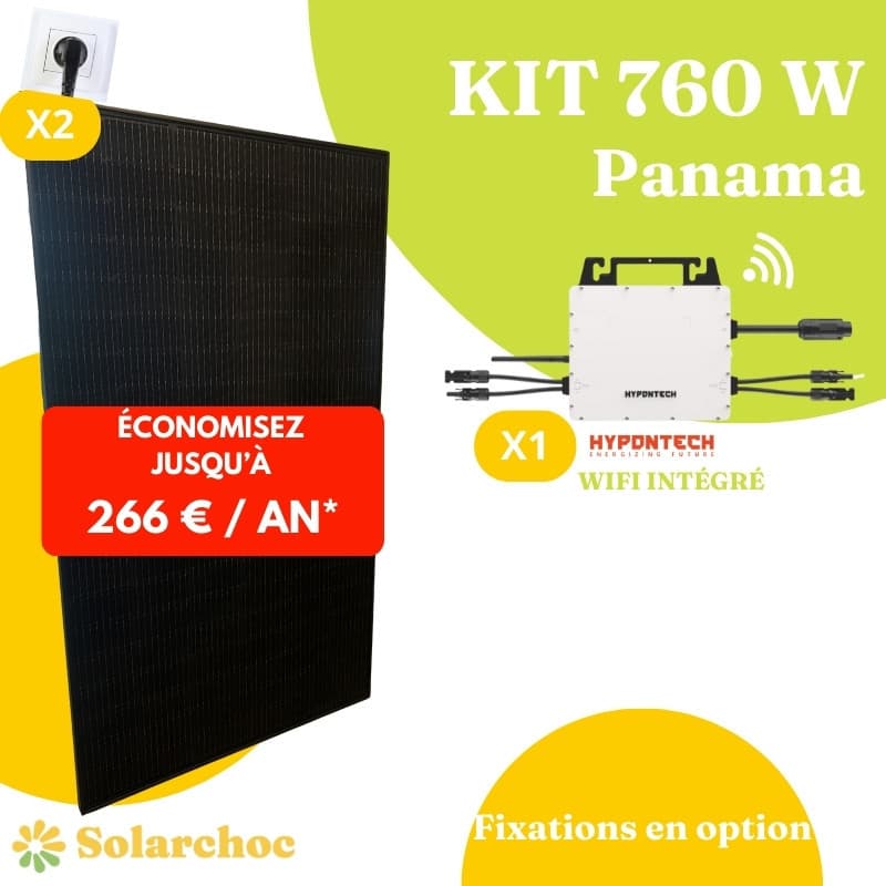 Kit solaire 760W Plug&Play : 2 panneaux 380W + micro-onduleur Wi-Fi Hypontech