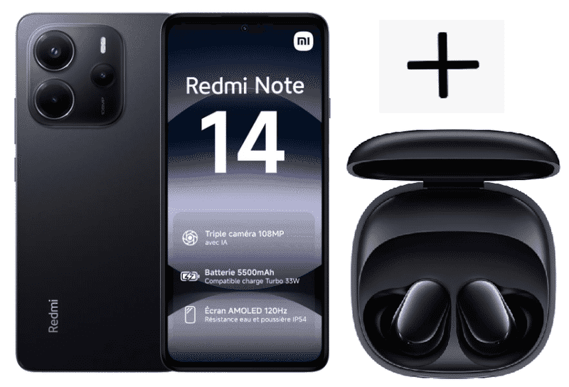 Offre Spéciale: Xiaomi Redmi Note 14 + Écouteurs Redmi Buds 6 Play