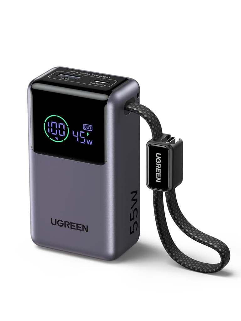 Batterie externe Ugreen Nexode Pro 55W - 10000mAh Câble USB C Intégré 45W 2 Ports (vendeur tiers)