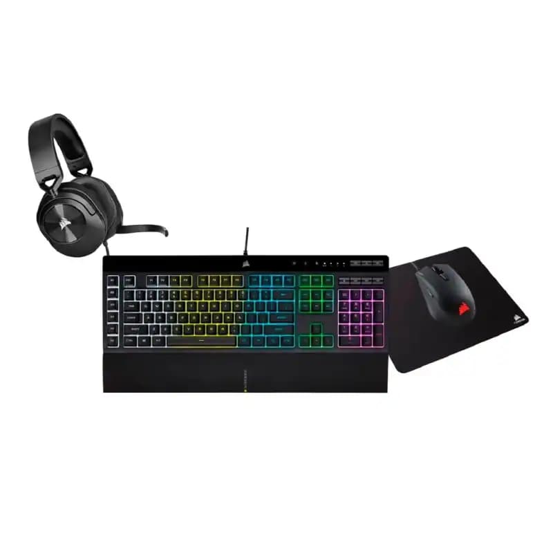 Pack Gaming Corsair 4-en-1 avec Clavier, Casque, Souris et Tapis de souris 🎮🖱️🎧
