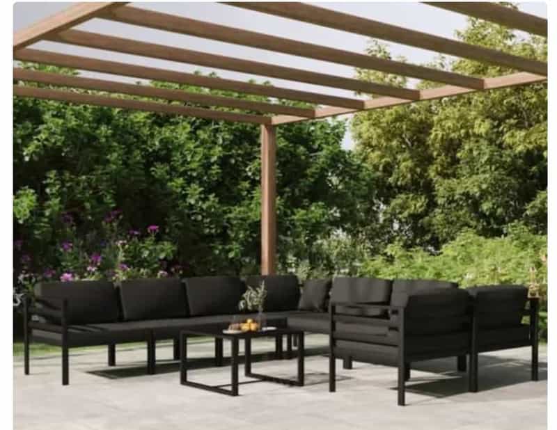 vidaXL Salon de jardin 9 pcs avec coussins Aluminium, Anthracite